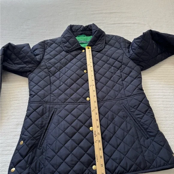 Ralph Lauren Quilted Navy Blazer Jacket with Green Lining - Picture 4 of 14